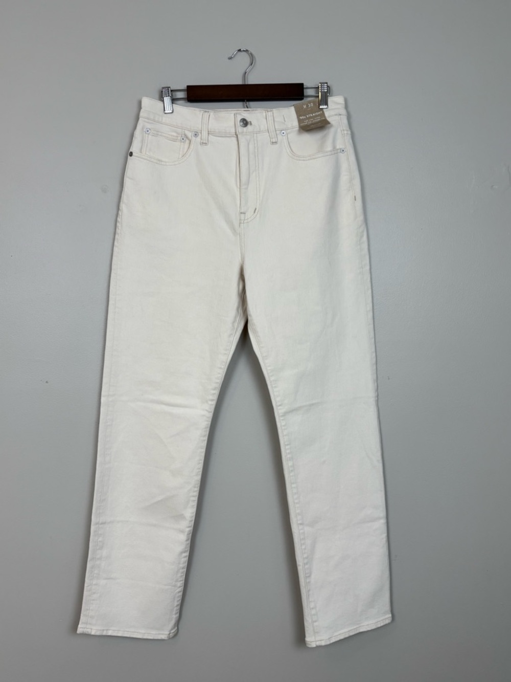 Madewell Jeans Womens 30 90's Straight Leg High Rise Denim in Cream Flawed